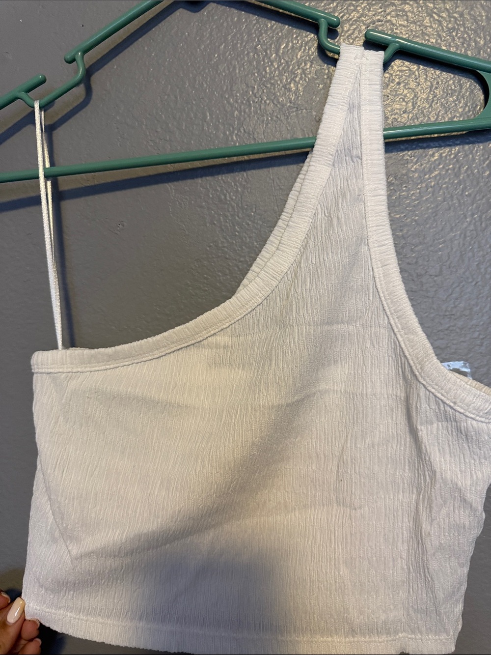 American Eagle Outfitters White One-Shoulder Crop Top